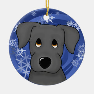 Cartoon-Feiertags-Schwarz-Labrador-Verzierung Keramik Ornament