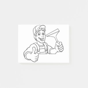 Cartoon-Fensterreiniger Post-it Klebezettel