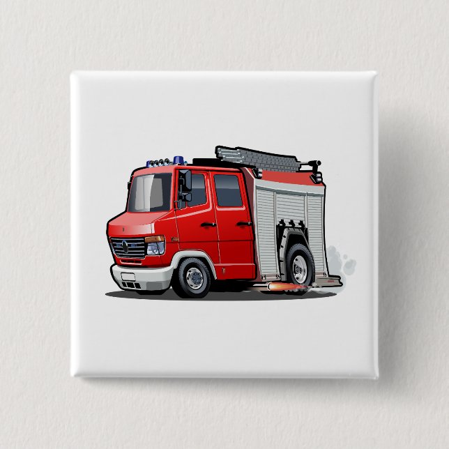 Cartoon-Feuerwehrfahrzeug Button (Vorderseite)