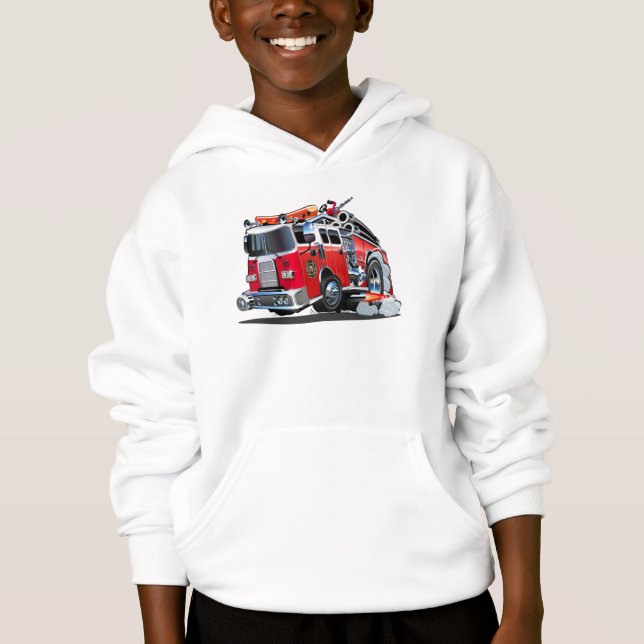 Cartoon-Feuerwehrfahrzeug Hoodie (Vorderseite)