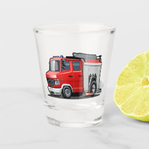 Cartoon-Feuerwehrfahrzeug Schnapsglas