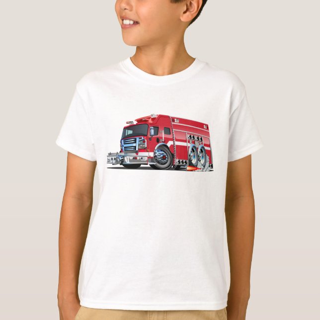 Cartoon-Feuerwehrfahrzeug T-Shirt (Vorderseite)