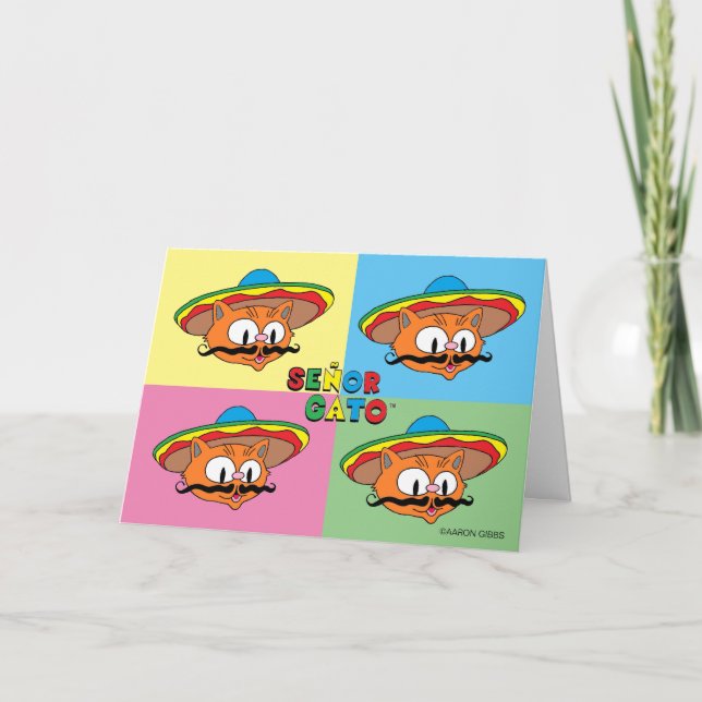 Cartoon Fiesta Cat Pop Kunst - Leere Karte (Vorderseite)