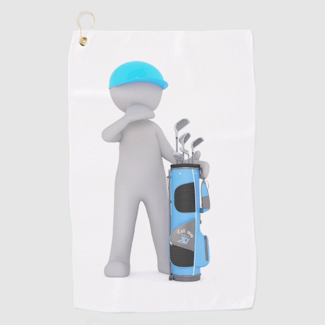 Cartoon-Figur mit einem Golf Bag Design Golfhandtuch (Vorderseite)