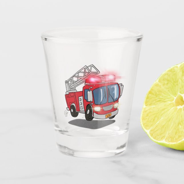 Cartoon Fire Motor Schnapsglas (Vorderseite)