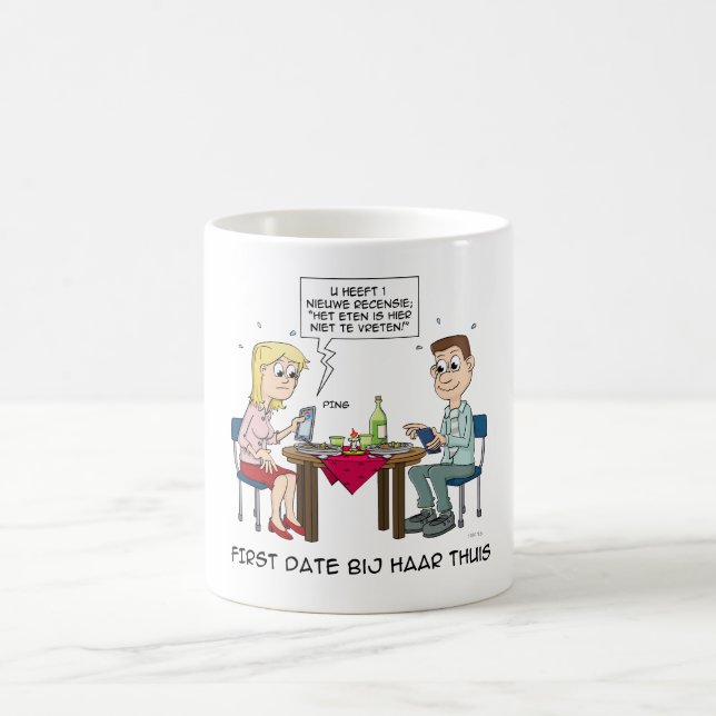 Cartoon; First date bij haar thuis.  Kaffeetasse (Mittel)