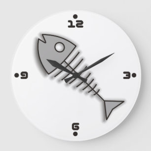 Cartoon-Fisch-Knochen-lustige Wand-Uhr mit Zahlen Große Wanduhr