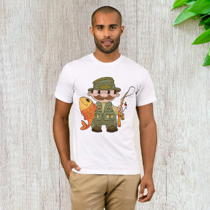 Cartoon Fischer mit großer Fangflotte T-Shirt