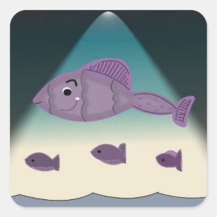 Cartoon Fish Quadratischer Aufkleber