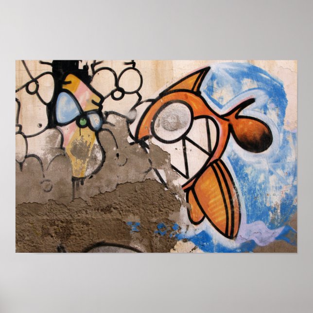 Cartoon Fish Street Art Las Palmas Poster (Vorne)