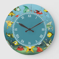 Cartoon Fish Underwater Roman Numbers