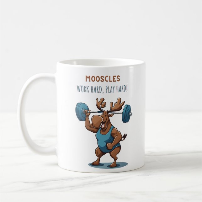 Cartoon fitness moose training with weights kaffeetasse (Links)