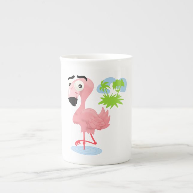 Cartoon Flamingo Bone China Tasse (Vorderseite)