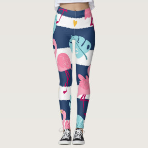 Cartoon Flamingos: Sommer tropisch Vintag. Leggings