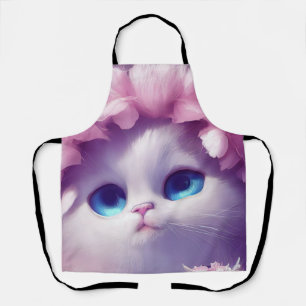 Cartoon flauschiges Babykitt mit großen Augen Schürze