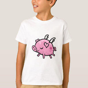Cartoon-Fliegenschwein T-Shirt