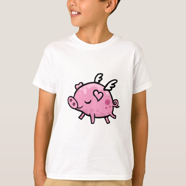 Cartoon-Fliegenschwein T-Shirt (Vorderseite)