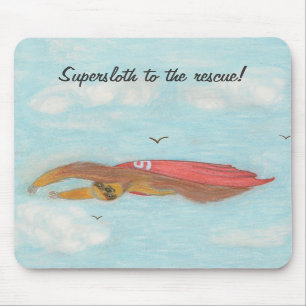 Cartoon fliegt Supersloth. Mousepad. Mousepad