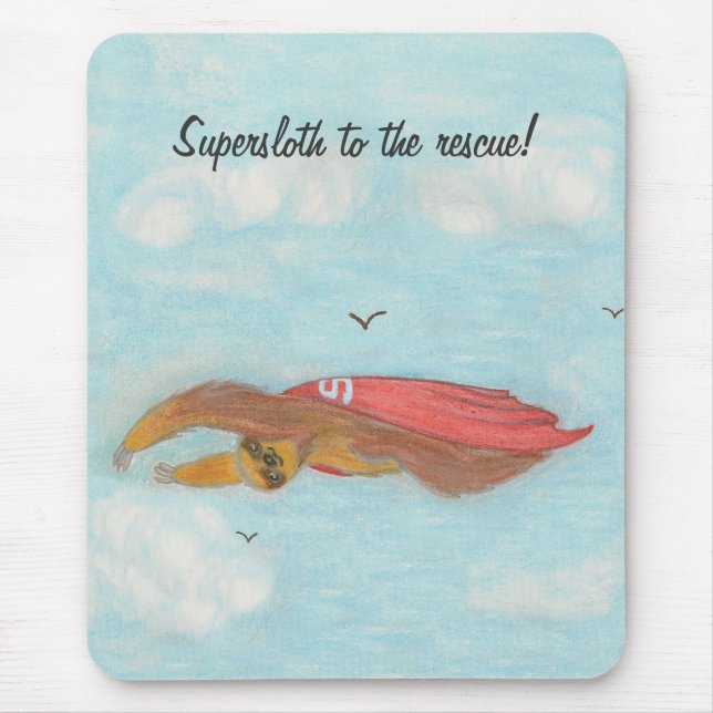 Cartoon fliegt Supersloth.  Mousepad. Mousepad (Vorne)