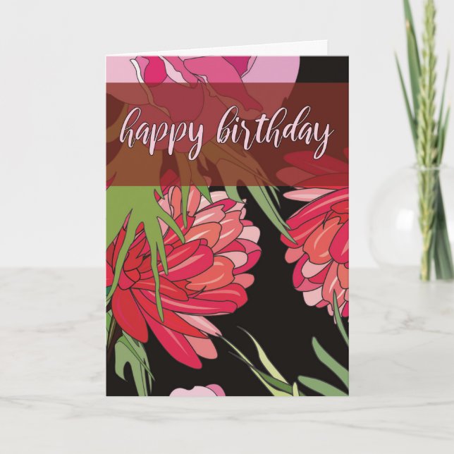 Cartoon Flowers Birthday Card Karte (Vorderseite)