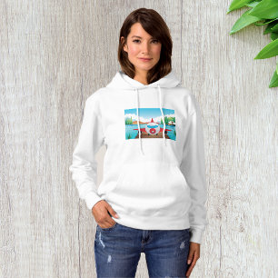 Cartoon Flugzeug auf See Dock Vergnügen Reiseabent Hoodie