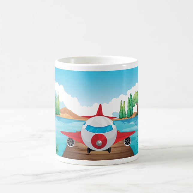 Cartoon Flugzeug auf See Dock Vergnügen Reiseabent Kaffeetasse (Von Creator hochgeladen)