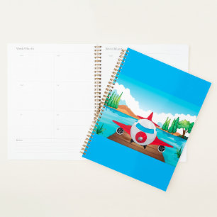 Cartoon Flugzeug auf See Dock Vergnügen Reiseabent Planer