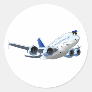 Cartoon Flugzeug Runder Aufkleber