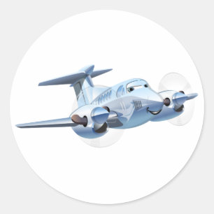 Cartoon Flugzeug Runder Aufkleber