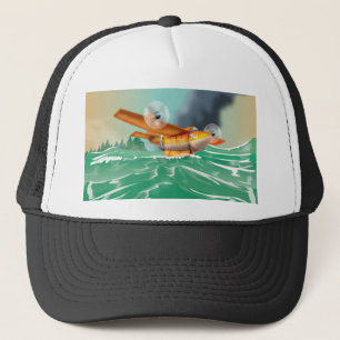Cartoon-Flugzeug Wassersammeln Truckerkappe