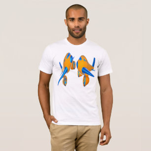 Cartoon-Flugzeuge lebhaft Orange und Blau T-Shirt