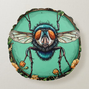 Cartoon Fly Rundes Kissen