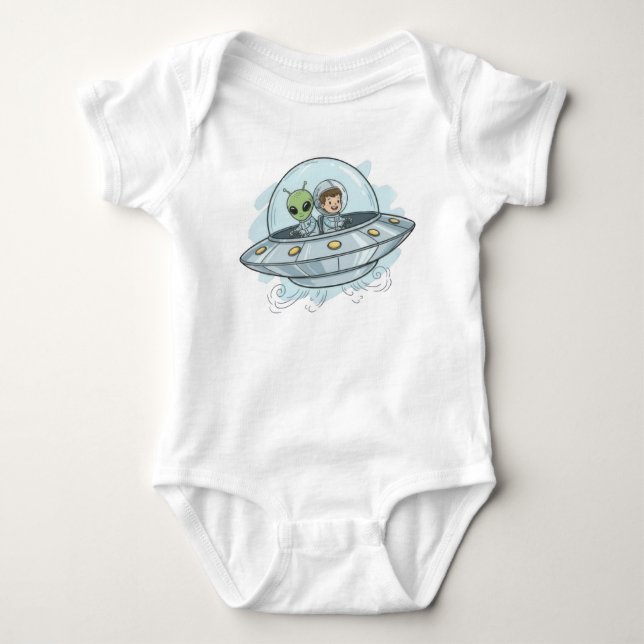 Cartoon Flying Alien Baby Strampler (Vorderseite)