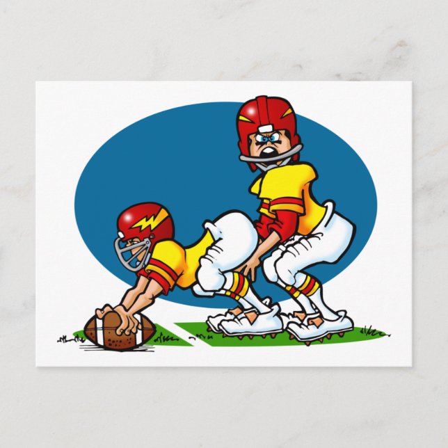 Cartoon Football Players Postkarte (Vorderseite)