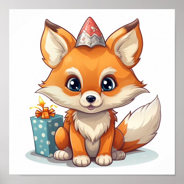 Cartoon-Fox-Abbildung Poster (Vorne)