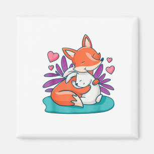Cartoon Fox Bunny Rabbit Hug Freunde Liebe Ostern  Magnet