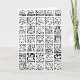 Cartoon Foxes Faces Squares Drawing Card Karte