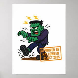 Cartoon Frankenstein - Von Halloween genehmigt Poster