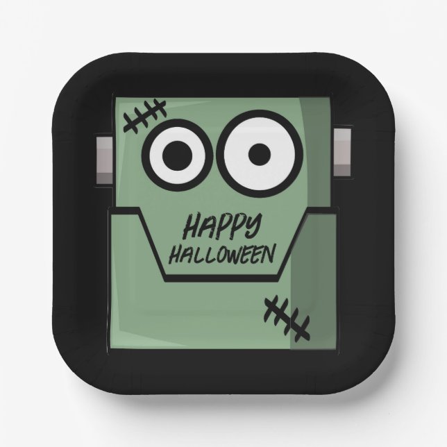 Cartoon Frankensteins MonsterHalloween Pappteller (Vorderseite)