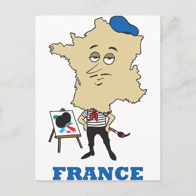 Cartoon Frankreich Postkarte (Vorderseite)