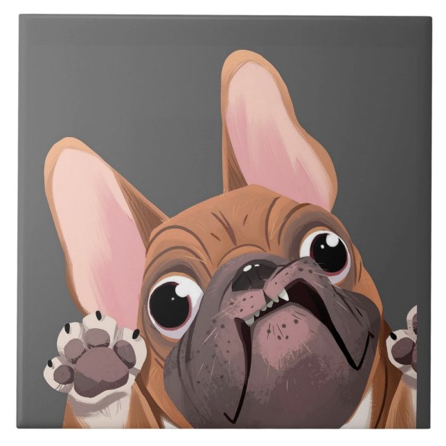 Cartoon French Bulldog Fliese (Vorderseite)