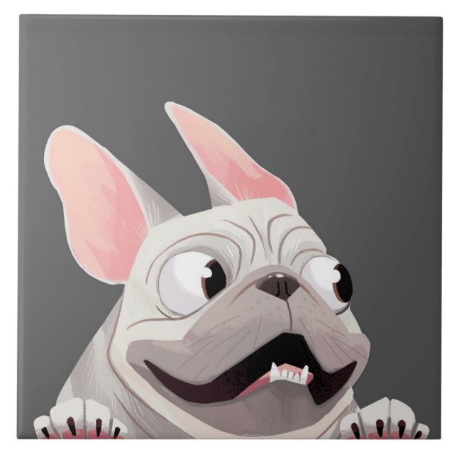 Cartoon French Bulldog Fliese (Vorderseite)