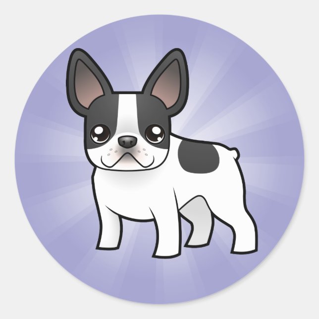 Cartoon French Bulldog Runder Aufkleber (Vorderseite)