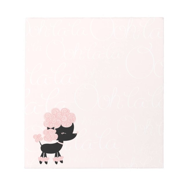 Cartoon French Poodle Notizblock (Vorderseite)
