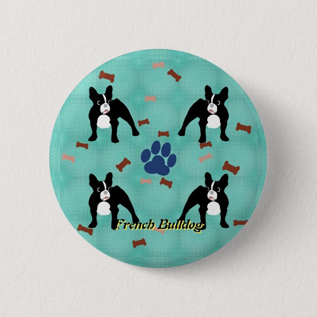 Cartoon Frenchie Button (Vorderseite)