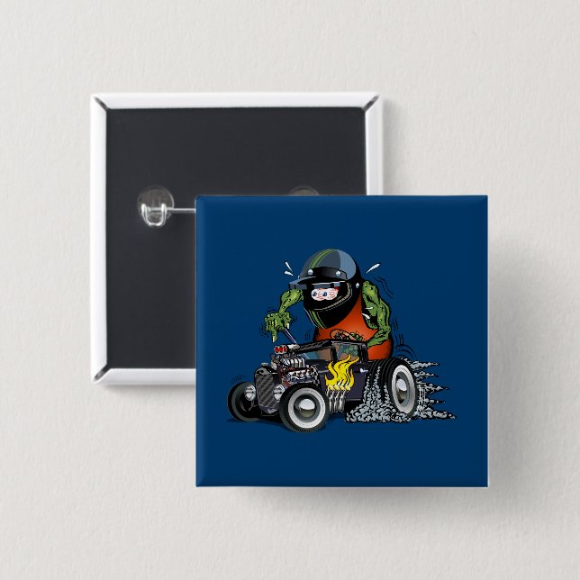 Cartoon frisierte Auto Button (Vorne & Hinten)