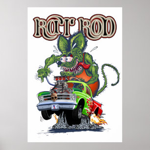 Cartoon frisierte Auto Poster