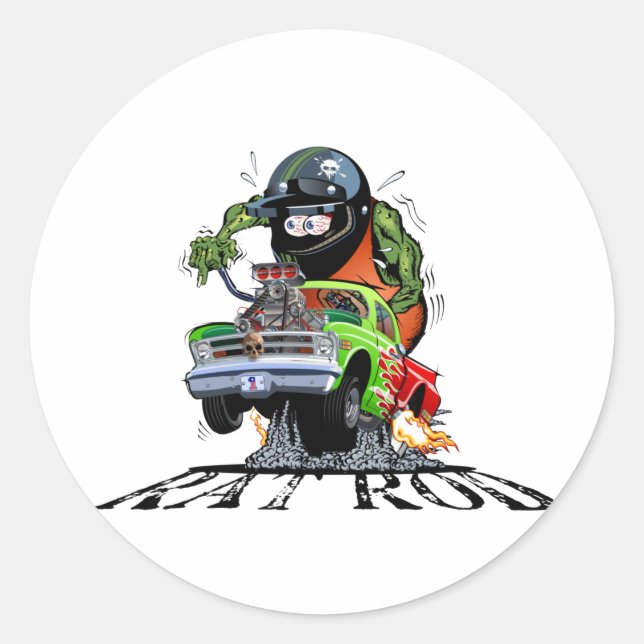 Cartoon frisierte Auto Runder Aufkleber (Vorderseite)