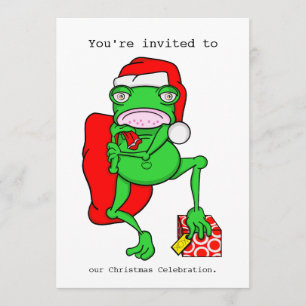 Cartoon Frog Weihnachten Party Einladung