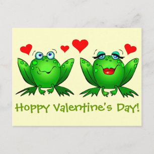 Cartoon Frogs Hearts Card Hoppy Valentines Day Feiertagspostkarte